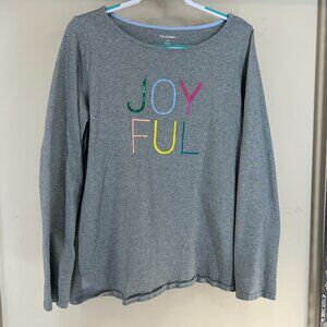 Kim Rogers Christmas JOYFUL Gray Long Sleeve Tunic XL Sparkle Colorful Sweatshir